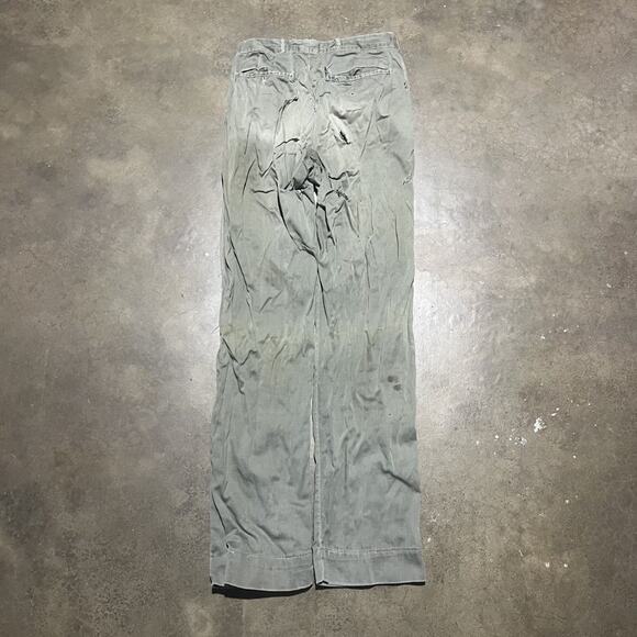 Vintage 50s Green Straight Leg Cotton Workwear Chinos 26x31 - Picture 7 of 8
